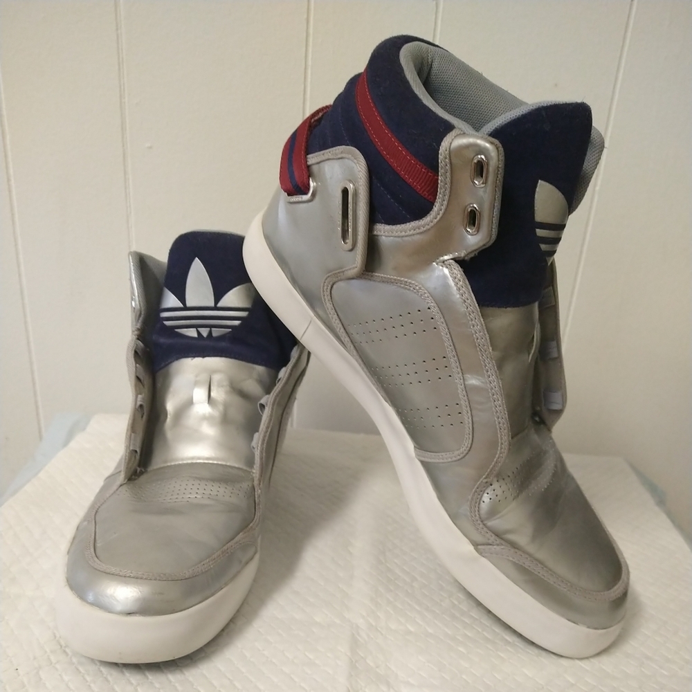 Adidas Men’s Silver, Burgundy, Navy Blue Hi-tops EW 791002 US SZ 12